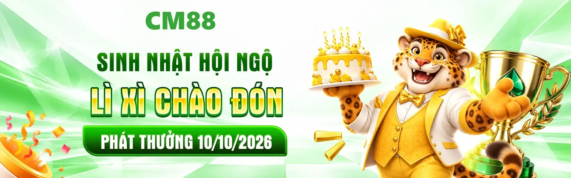 1. Đại lễ sinh nhật CM88 mang đến hàng ngàn quà tặng cùng nhiều phần thưởng dành cho hội viên. Nhanh tay đăng ký tài khoản để khám phá sự kiện và cập nhật các ưu đãi nổi bật.